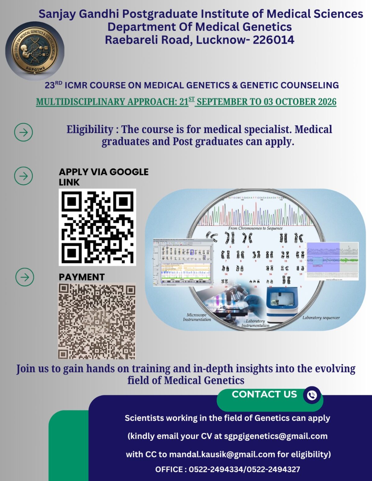 SGPGIMS Announces 23rd ICMR Course on Medical Genetics and Genetic Counseling whatsapp image 2026 04 07 at 20.59.33